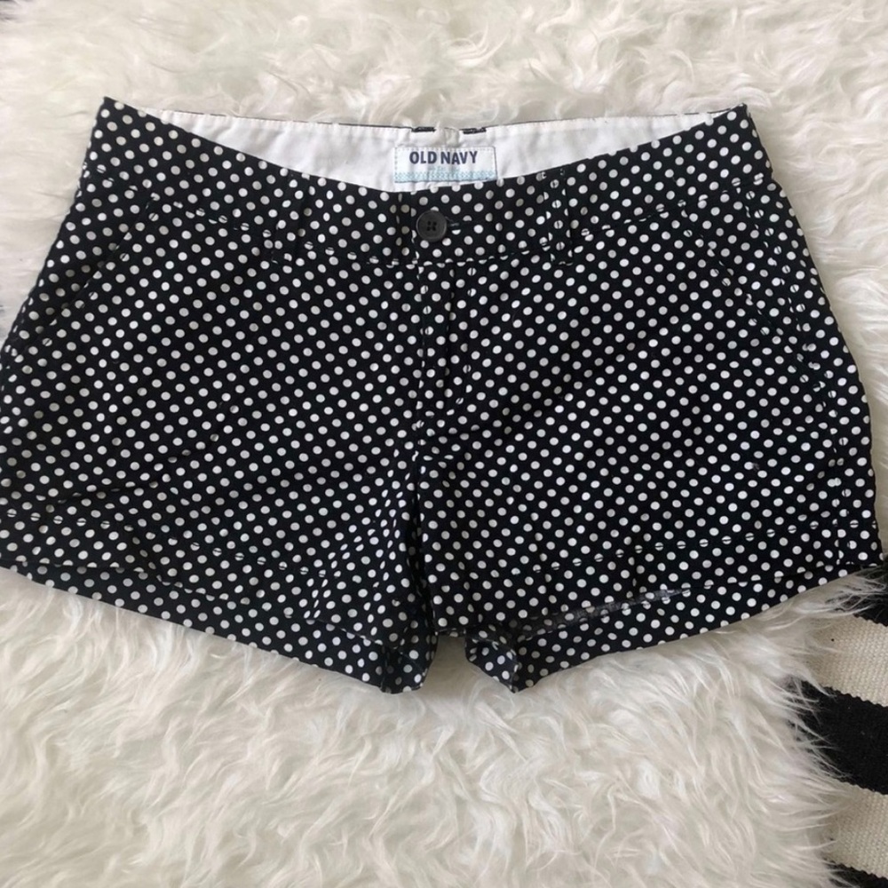 Old Navy black polka dot short cotton white dots